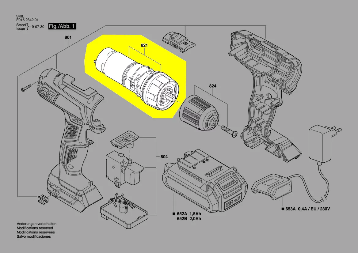 moteur + transmission réf. 2826622145 Skil